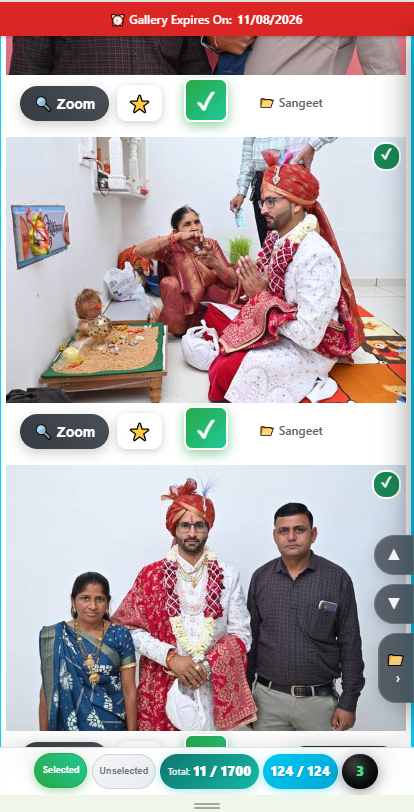 V7.0 PRO live selection counters — Selected, Unselected, Total and current folder round count
